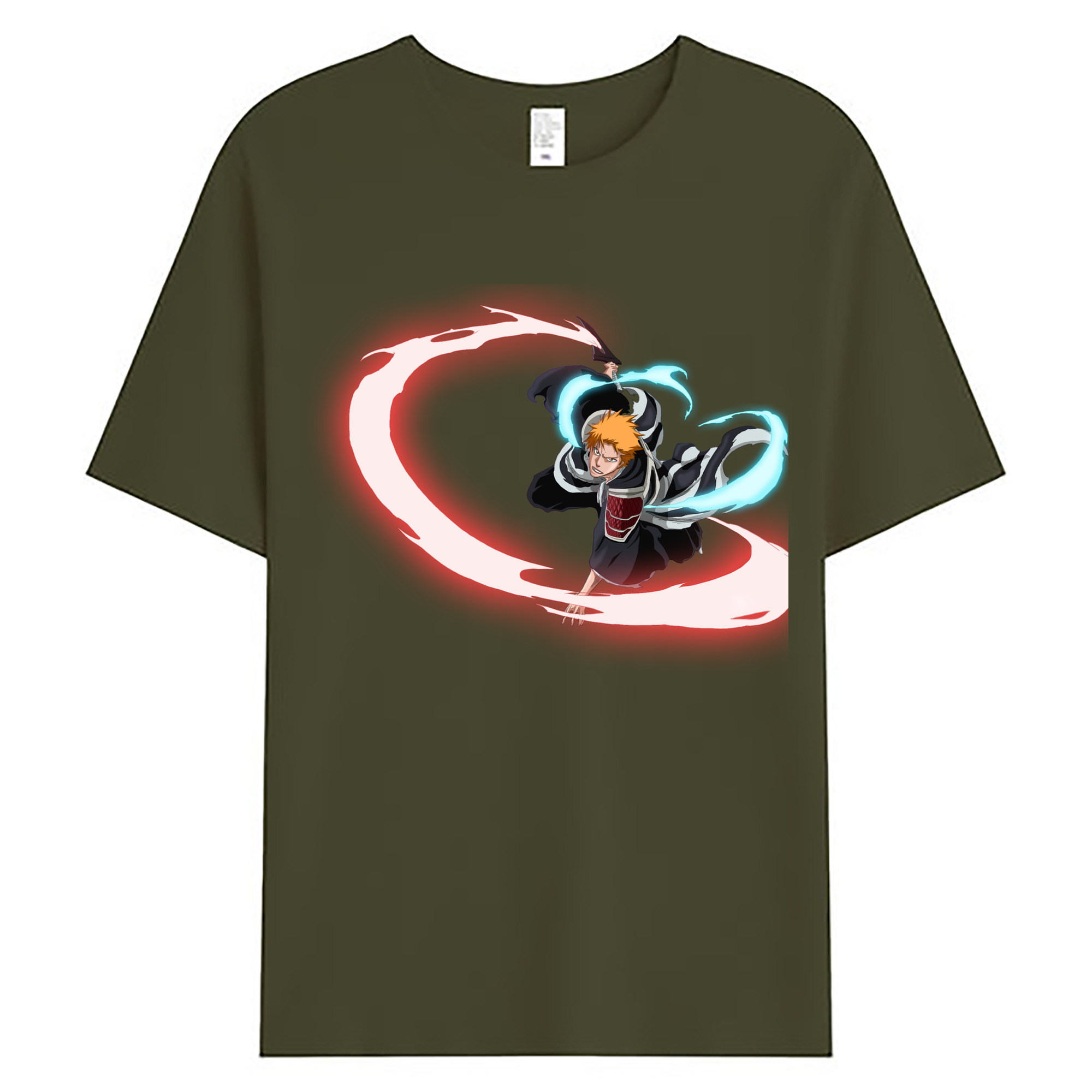 （画像用） ブリーチ 黒崎一護（くろさき いちご）BLEACH Kurosaki Ichigo 綿100％ メンズ半袖Tシャツ｜肌触りやわらか＆通気性